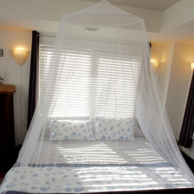 Tedderfield's Extra Large Conical Net is one of the largest conical nets on the market. It is 8.5 ft tall with a bottom circumference of 42 ft. This net will cover beds of all sizes inside and many things outside including a table and chairs, a tent, a chaise lounge, a couch, an outdoor swing or bench.