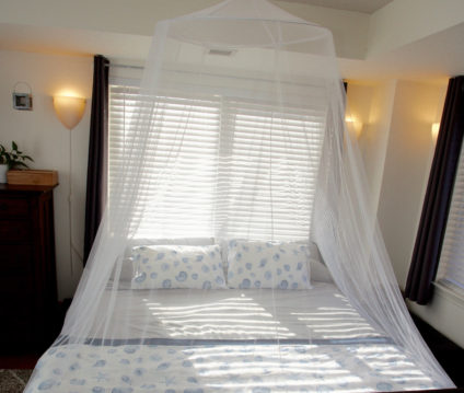 Tedderfield's Extra Large Conical Net is one of the largest conical nets on the market. It is 8.5 ft tall with a bottom circumference of 42 ft. This net will cover beds of all sizes inside and many things outside including a table and chairs, a tent, a chaise lounge, a couch, an outdoor swing or bench.